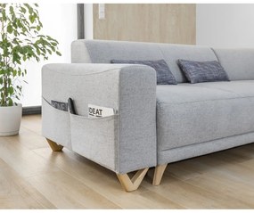 Colțar gri deschis extensibil/cu spațiu de depozitare (cu colț pe partea dreaptă/în formă de ”L”) Classy Sophie – Miuform