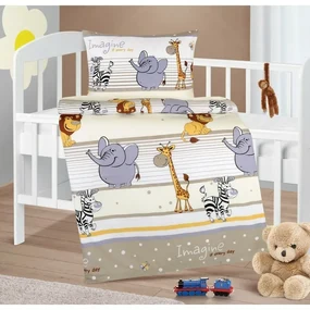 Bellatex Lenjerie de pat din bumbac Agata Safari bej, 90 x 135 cm, 45 x 60 cm