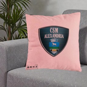 Perna Personalizata CSM Alexandria Fotbal, 40x40 cm, Roz, Husa Detasabila, Perna Inclusa, BEKZ®