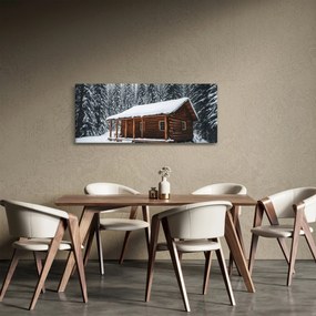 Tablou - Cabană acoperită de zăpadă (120x50 cm)