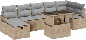 vidaXL Set de canapele pentru grădină cu pernă 8 pcs Bej Rattan poli