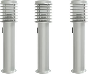 vidaXL Lămpi de podea de exterior 3 buc argintiu 60 cm oțel inoxidabil