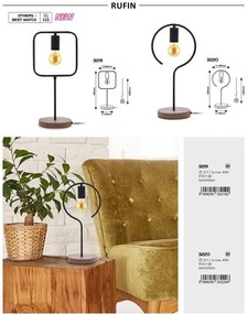 Veioza, lampa de masa design industrial Rufin negru 20cm