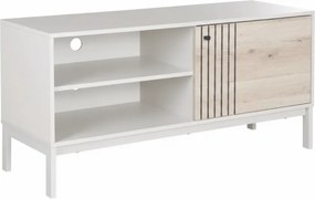 OFERTA Dulap TV FROST 120x40 cm alb, decor stejar alpin clasa II.