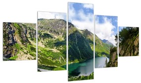 Tablou cu peisaj montan cu lac (125x70 cm), în 40 de alte dimensiuni noi