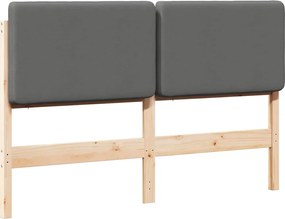 vidaXL Tăblie tapițată Maro și gri deschis 160 cm Lemn de pin masiv