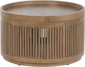 Măsuță de cafea rotundă din lemn de mango, maro, cu tavă detașabilă și spațiu de depozitare, finisaj mat, 45,5 x 76 cm, „Bondo” – Ethnic Collections