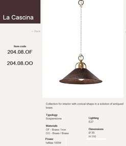 Lustra, Pendul rustic fabricat manual diam. 35cm La Cascina 204.08