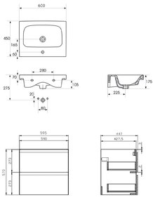 Set mobilier cu lavoar Cersanit, Moduo 60, montat, alb