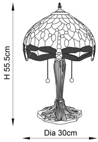 Endon 64086 - Lampă de masă Tiffany DRAGONFLY 2xE27/60W/230V Ø 30 cm