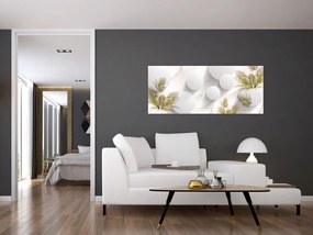 Tablou - 3D cercuri cu flori (120x50 cm)