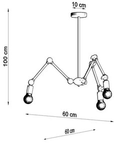 Lustră pe tijă STARK 3xE27/60W/230V