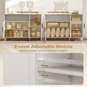 HOMCOM Dulap de Bucătărie cu Uși Amortizate, Compartiment Deschis și 2 Dulapuri Alb | Aosom Romania