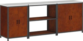 vidaXL Set de depozitare pentru bucătărie cu raft cu ușă 3 pcs Ruginit