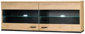 Vitrină de perete Juha 9 (stejar lefkas + negru). 1087635