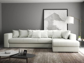 Colțar extensibil dumonde cu ladă de depozitare si sezut confortabil din spuma high-density, Gloria Ambience Ivory II 320x183 cm