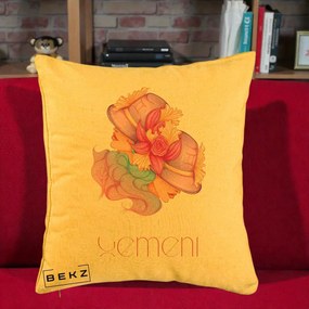 Perna Personalizata Zodie Gemeni, 40x40 cm, Galben, Husa Detasabila, Perna Inclusa, BEKZ®