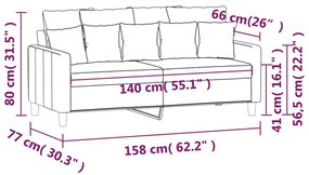 Canapea cu 2 locuri, negru, 140 cm, catifea Negru, 158 x 77 x 80 cm