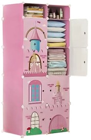 Dulap Modular Copii, 10 Compartimente, D4115, Roz