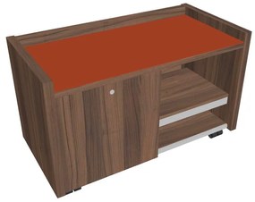 Comodă mobilă Verno 100 x 50 cm cu sticlă, stânga, nuc / portocaliu