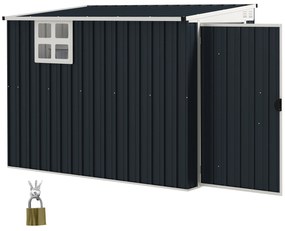 Outsunny Depozit de Unelte pentru Grădină, adăpost de unelte pentru unelte de grădină, fereastră, deschideri de ventilație, blocabil, oțel, Gri închis | Aosom Romania