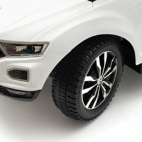 Mașinuță Baby Mix Volkswagen T-ROC pentru copii cu bară de ghidare, alb