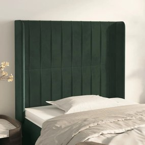 3119863 vidaXL Tăblie pat cu aripioare verde închis 103x16x118/128 cm catifea