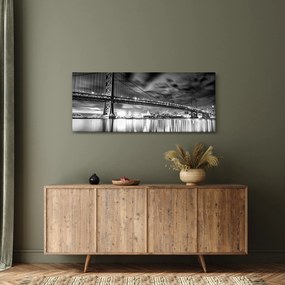 Tablou - Podul Benjamin Franklin, Philadelphia, alb-negru (120x50 cm)