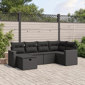 vidaXL Set mobilier de grădină cu perne, 6 piese, negru, poliratan