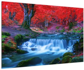 Tablou - Cascada în pădurea roșie (90x60 cm)
