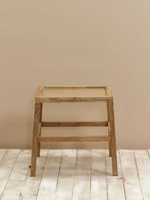 Masuta laterala, din lemn de mango, rattan si sticla, Santa Fé