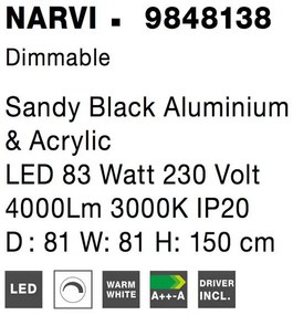Lustra LED suspendata, dimabila design modern NARVI 81x81cm