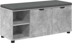 vidaXL Bancă pentru hol cu pernă cu raft Gri Beton 100 x 38 x 46 cm
