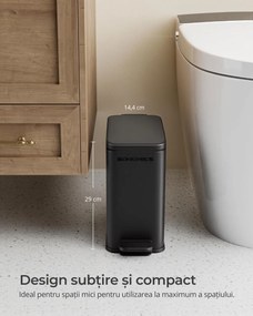Coș de gunoi pentru baie NORD, 5 l, negru SongmicsHome