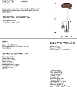 Lustra cu 5 pendule LED suspendate Sapore