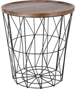 Măsuță din sârmă cu blat din MDF 37 x 39 cm, negru