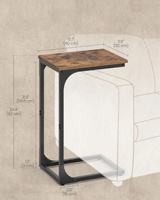 Masuta de cafea LAVENO, rustic maro/negru