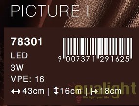 Aplica perete cu iluminat LED pentru oglinda, tablou, Picture I 78301 GL