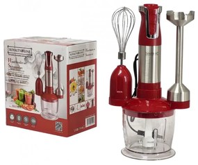 Blender cu tocator si tel Royalty Line RL-ESMS800, 800W, 0.6L, 2 viteze, Atasament metalic, Rosu