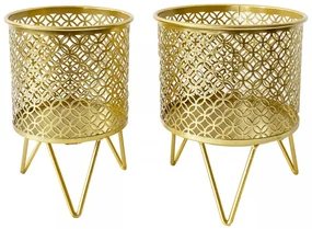 Set 2 suporturi pentru ghivece, auriu, metal, Ø 16 / Ø 13 cm, Ceci Mauro Ferreti