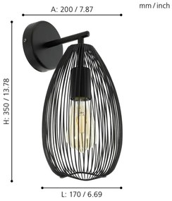 Eglo 49143 - Aplică perete CLEVEDON 1xE27/60W/230V