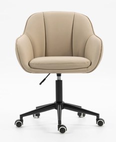 HR2055K Scaun Crem din Piele Ecologica cu Bază Neagră