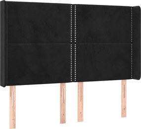 vidaXL Tăblie de pat cu aripioare, negru, 147x16x118/128 cm, catifea