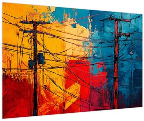 Tablou - Linii electrice abstracte (90x60 cm)