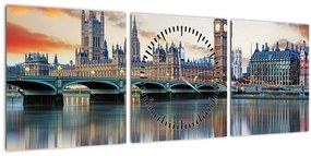 Tablou - Houses of Parliament din Londra (cu ceas) (90x30 cm)
