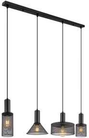 Lustră pe cablu JEDD 4xE27/60W/230V negru Globo 15648-4H