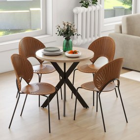 HOMCOM Masă rotundă 75 x 75 cm pentru 2-4 persoane, masă modernă cu picioare în cruce Maro | Aosom Romania