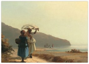 Tablou - Camille Pissarro, Two Women Chatting by the Sea, St. Thomas, reproducere (70x50 cm)