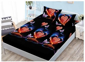 Husă de pat din FINET cu elastic si 2 fete de pernă, Mistic Love 160x200