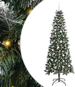 vidaXL Brad de Crăciun artificial Verde 210 cm PVC și Plastic și Oțel